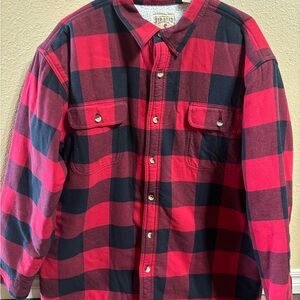 Red Head Red and Black Plaid Sherpa Men's Flannel